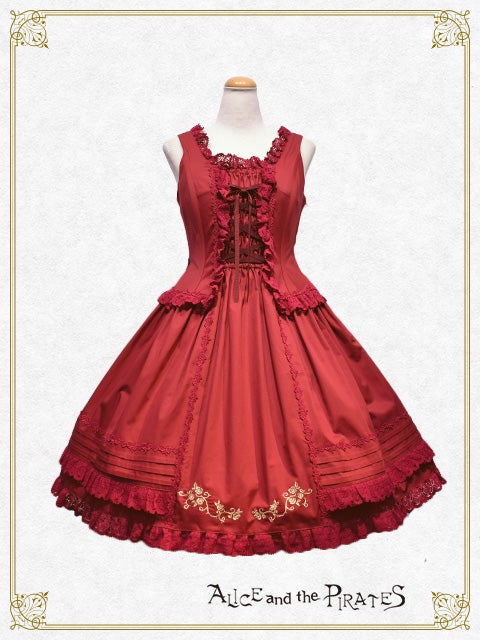 ジョリーフルール サテンアリス ワインレッド Versailles Rose Embroidery Ribbon JSK (2016) by Alice and the Pirates