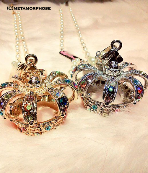 Glittering Big Crown Necklace (Multicolor Stones) (15053049) by