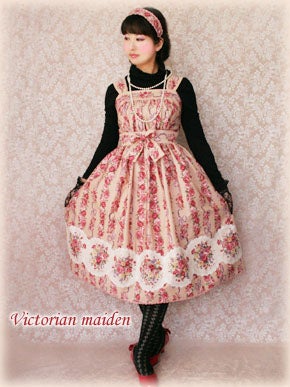 Rose Bouquet Stripe JSK by Victorian Maiden