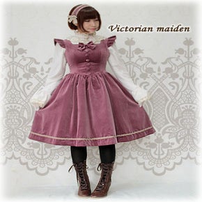 Victorian maiden 別珍ノーブルフリルドレス　ボルドー Velveteen Noble Frill JSK by Victorian Maiden