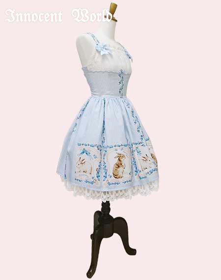 White and Brown Rabbit Bustle JSK by Innocent World
