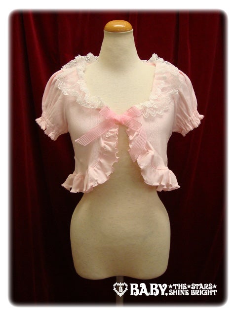 Ribbon Heart Patterned Mesh Soft Lace Bolero by Baby, the Stars