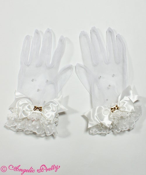 Love Ribbon Short Gloves by Angelic Pretty