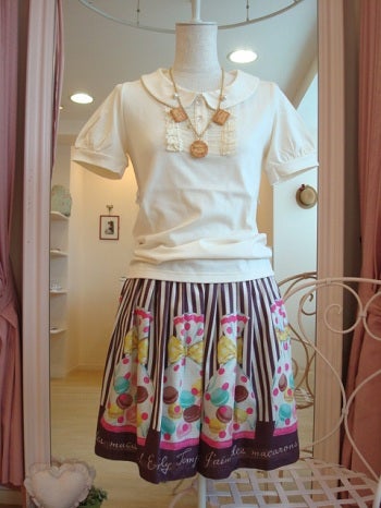 Wrapping Macaron Print Skirt by Emily Temple Cute