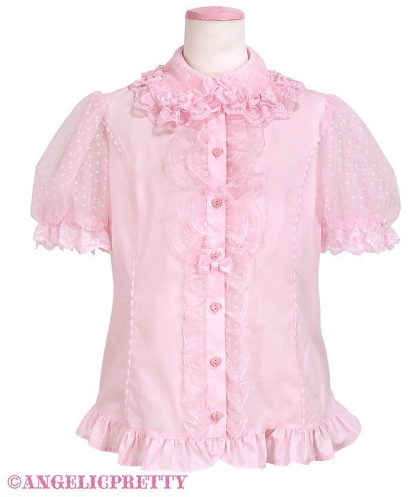 Heart Tulle Frill Blouse by Angelic Pretty