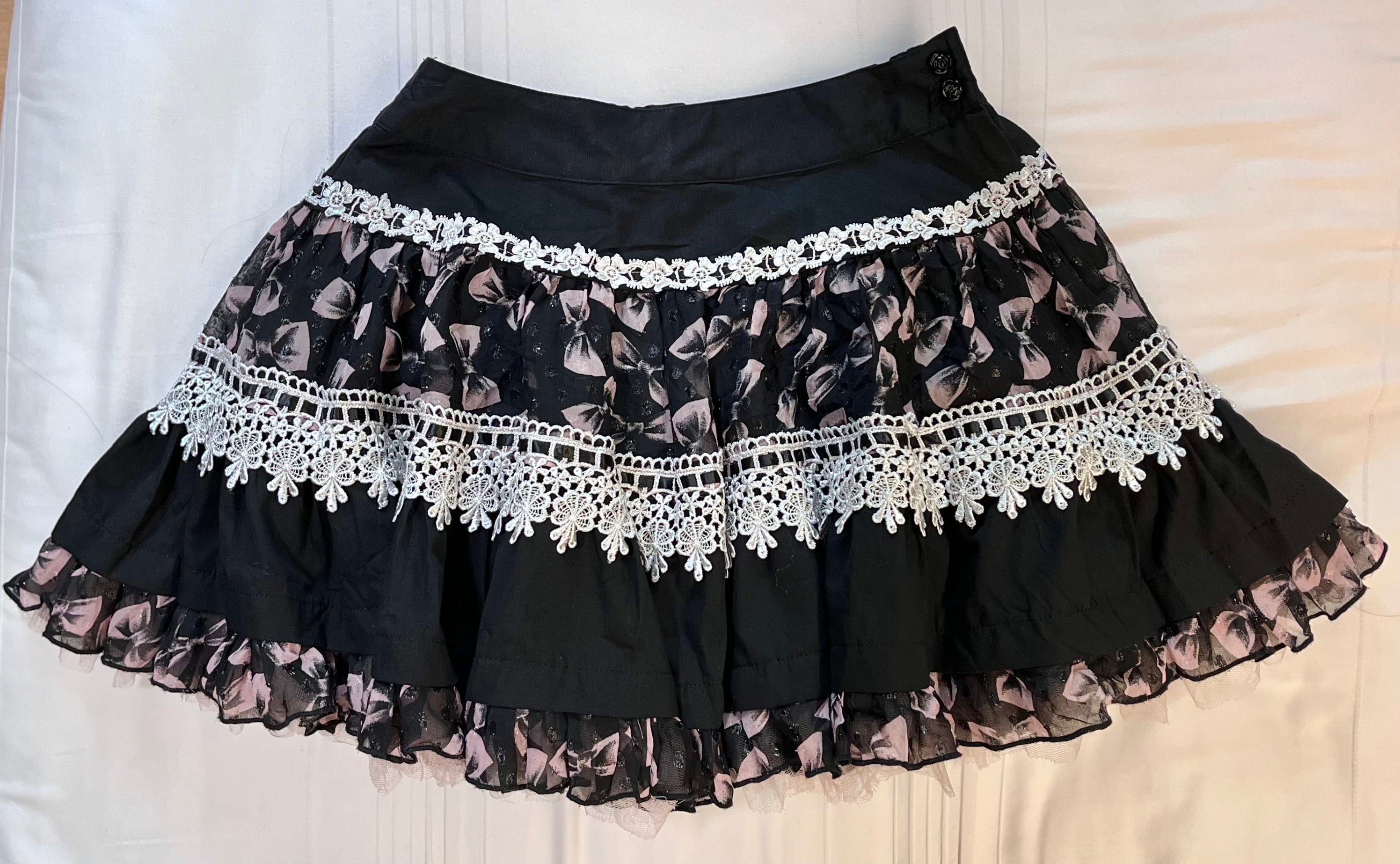 Algonquins ~ Twill and Print Chiffon Tiered Mini Skirt by Indie Brand