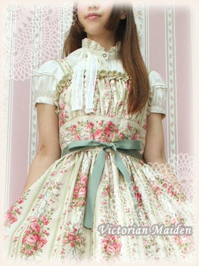 Stripe Rose Ribbon JSK by Victorian Maiden