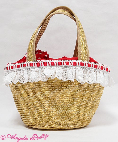 Lovely Dot Straw Bag by Angelic Pretty