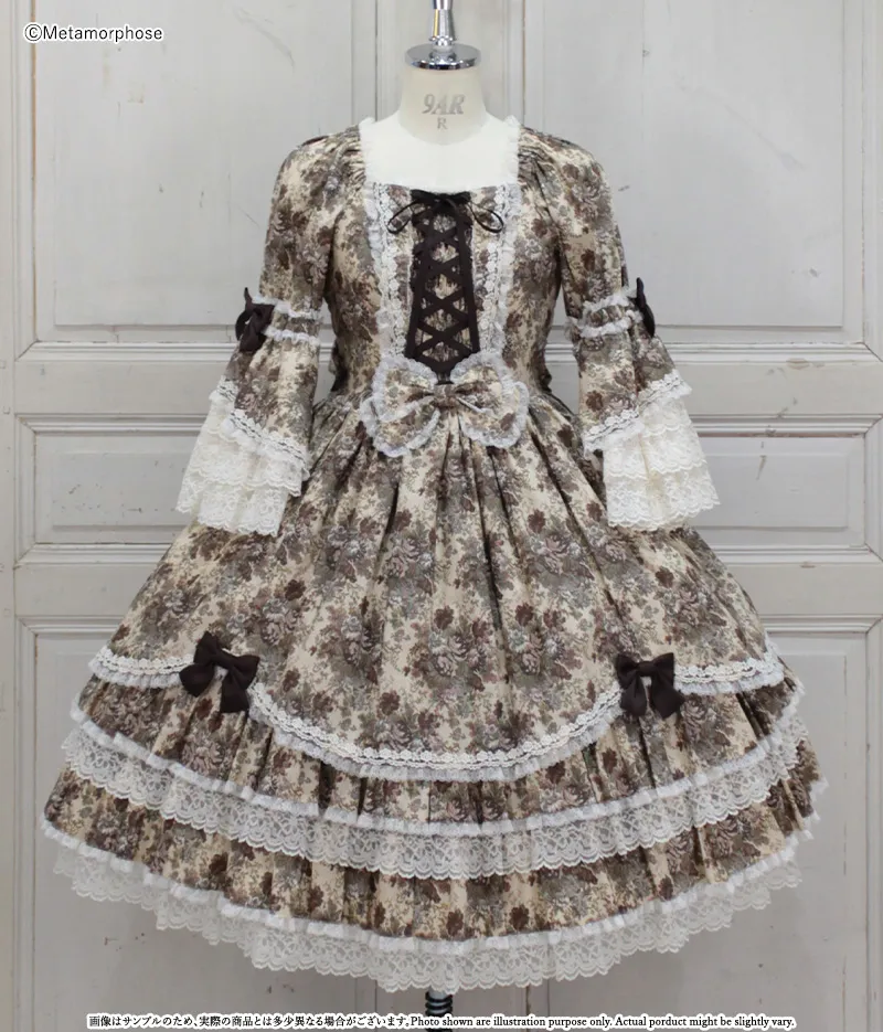 Gobelin Bouquet Lace Frill Princess Sleeve OP by Metamorphose