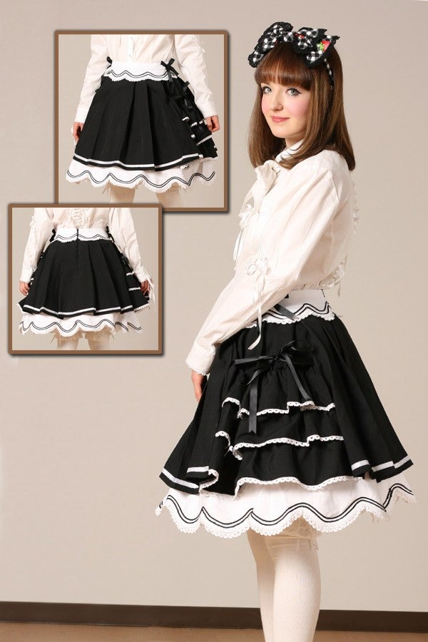 Side Frill Pleated Skirt (g1014-g1016) by Bodyline