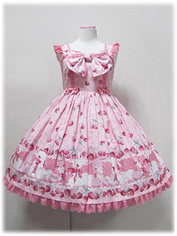 Cherry Berry Bunny Chest Ribbon JSK by Angelic Pretty