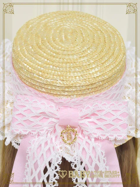Torchon Lace and Grosgrain Ribbon Boater Hat by Baby, the Stars