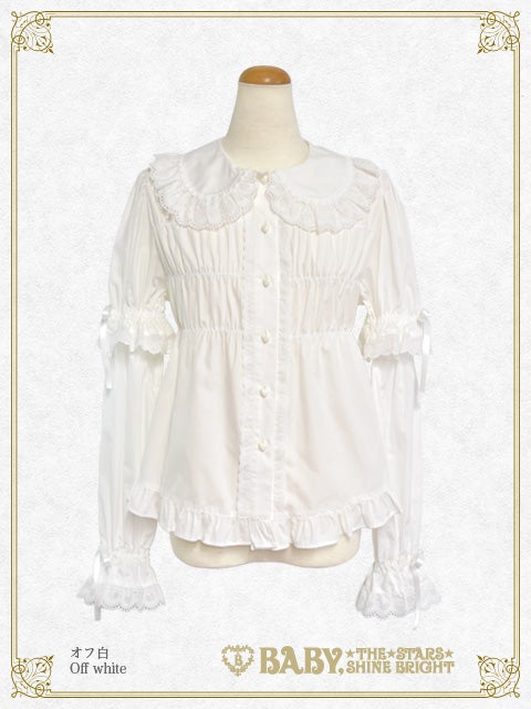 BABY 懐古♡ お袖取外しベビードールブラウス 白 Detachable Sleeves Babydoll Blouse by Baby, the Stars Shine Bright