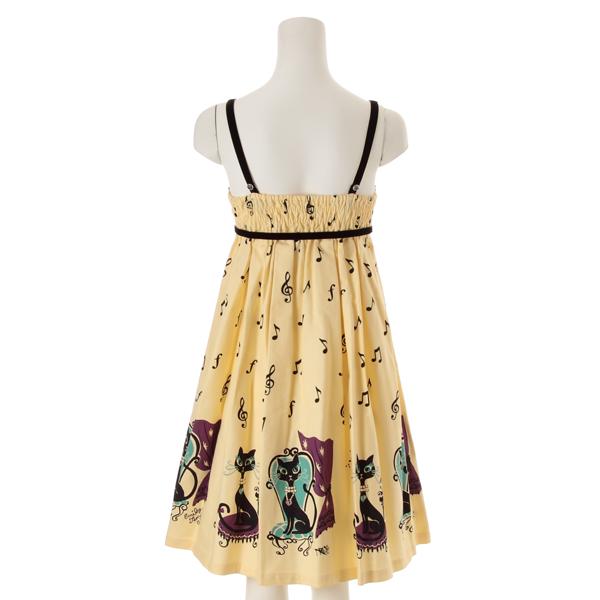 Music Note and Cat Print Sleeveless OP by Emily Temple Cute