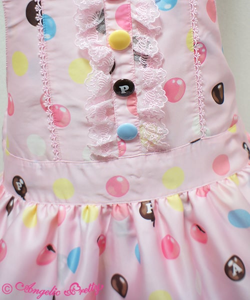 Polka Dot Chocolate Salopette Set by Angelic Pretty