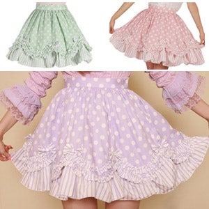 Polka Dot Stripe Frill Skirt (L343) by Bodyline