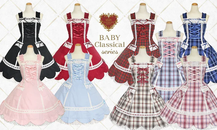Scalloped Tartan Check JSK + Ribbon Comb Set (2024) by Baby, the