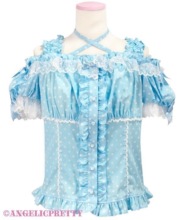 Polka Dot Shirring Blouse by Angelic Pretty