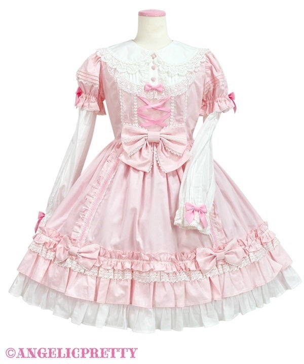 アンジェリックプリティ Dolly Girl 付け袖ワンピース ピンク Dolly Girl Detachable Sleeves OP (Solid) by Angelic Pretty