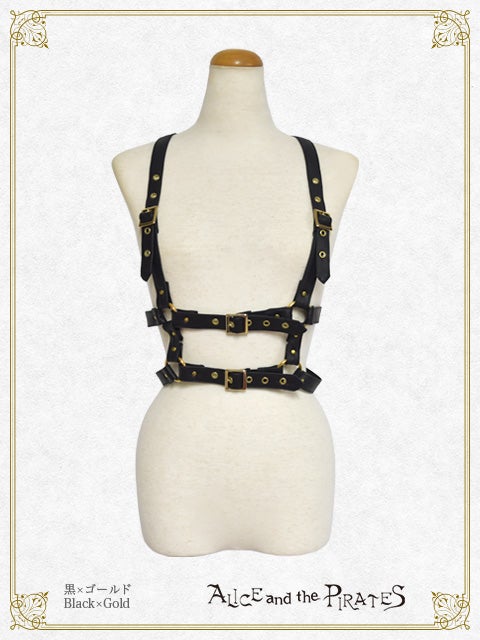 ALICE and the PIRATES スタッズ付きベルト 黒×ゴールド Harness Belts by Alice and the Pirates