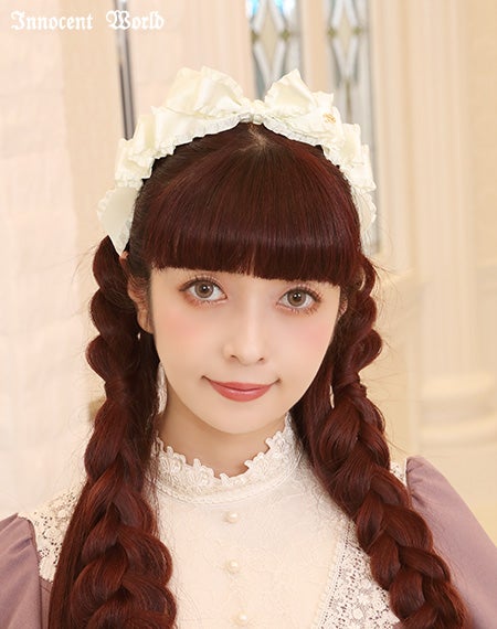 Frilled Satin Ribbon Headband (2023) by Innocent World