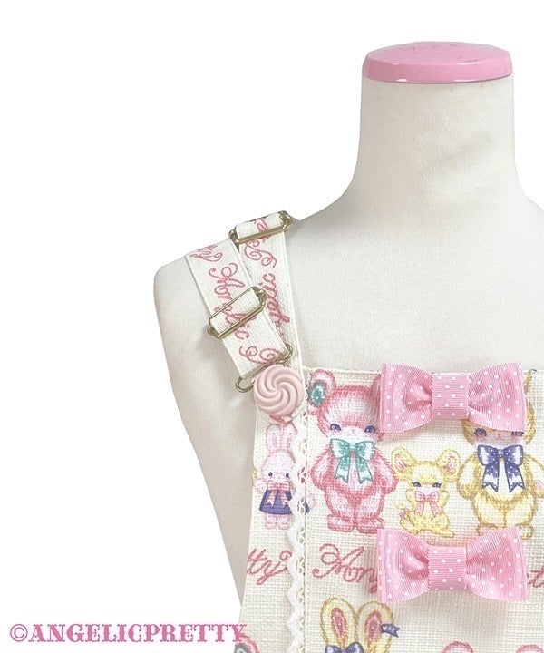 もこもこTOYSサロペット　ピンク Fluffy TOYS Salopette by Angelic Pretty