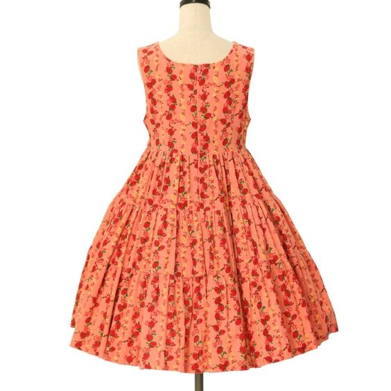 Emily Temple ~ Strawberry Print Corduroy Tiered JSK by Emily