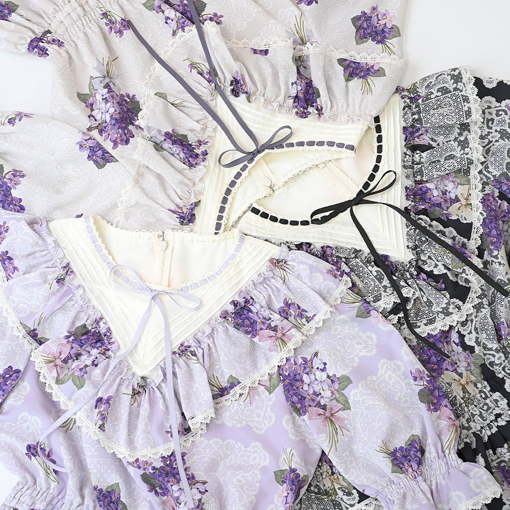 Violet Lace Yoke Switching OP (2025) by Melody BasKet