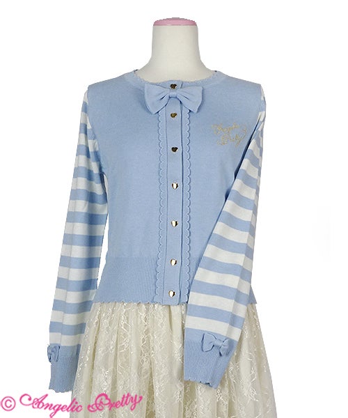 Logo Embroidery Border Knit Cardigan by Angelic Pretty