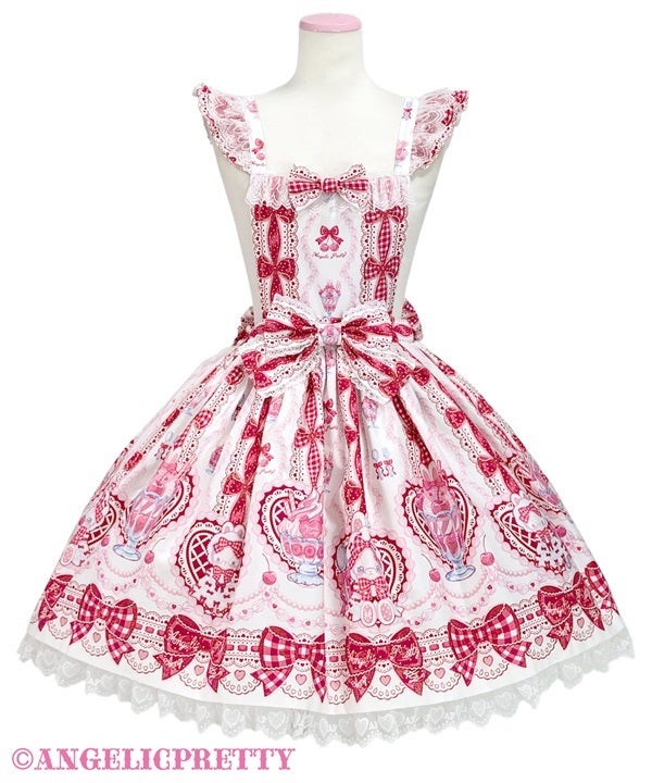 Bunny Ribbon Parfaiteria Apron Style Skirt by Angelic Pretty