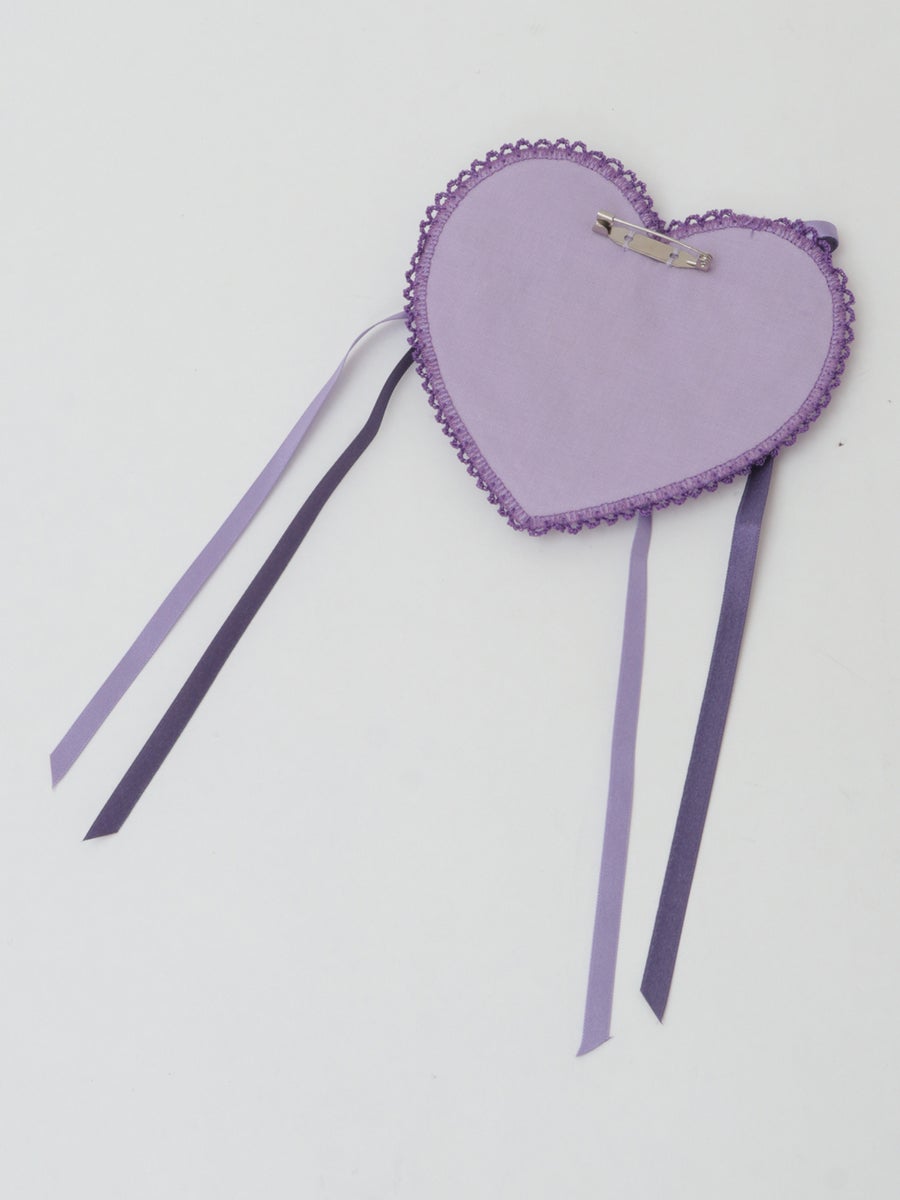 pink house♡リトルヴァイオレット刺繍ハートワッペン　アイボリー Little Violet Embroidery Heart Patch by Pink House