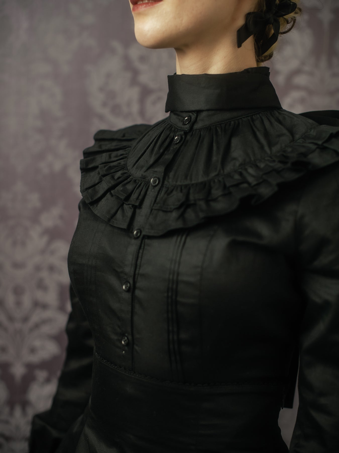Noble Satin Pintuck Blouse by Victorian Maiden