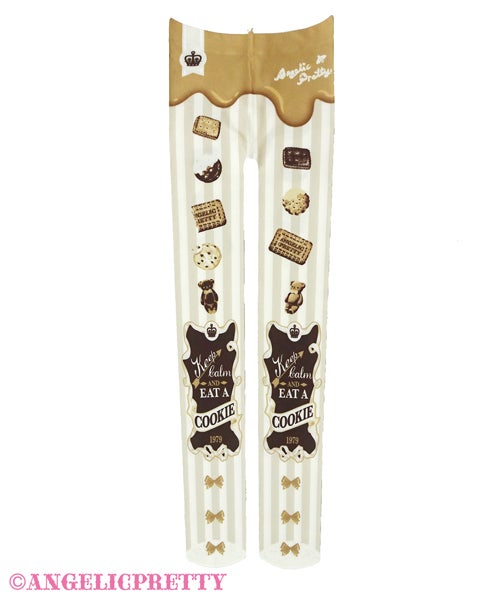 Cream Cookie Collection Tights (2021) by Angelic Pretty