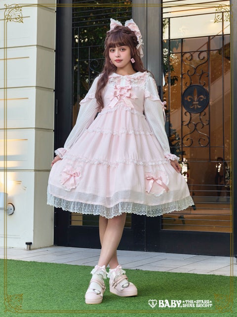 Fluffy Gingham Heart Babydoll JSK by Baby, the Stars Shine Bright