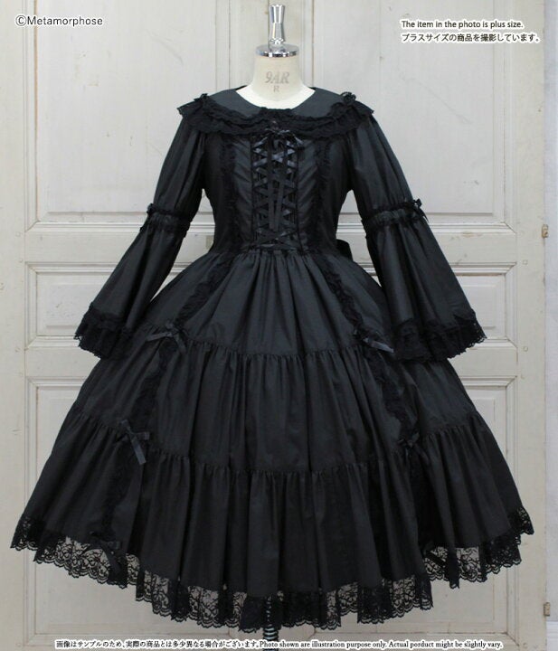 Solid Color Raschel Lace Princess Sleeve OP (Plus Size) (2025) by
