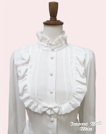Innocent World White ~ Standing Collar Ribbon Blouse by Innocent World