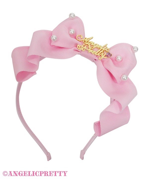 Angelic Pretty おりぼんカチューシャ ピンク Angelic Plate Grosgrain Ribbon Head Bow (2023) by Angelic Pretty