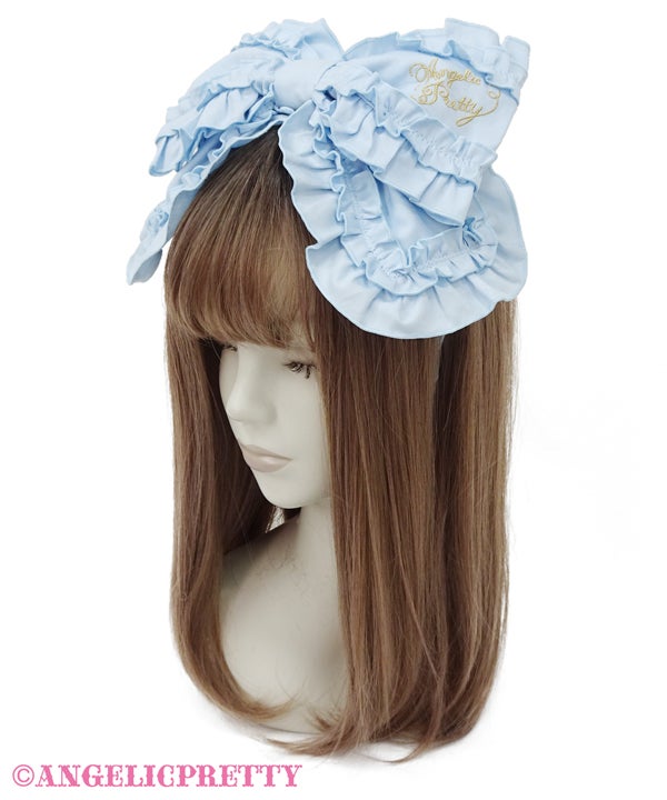 Logo Embroidery Frill Ribbon Head Bow by Angelic Pretty