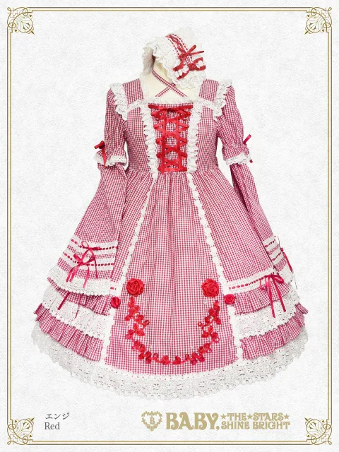 Gingham Check Creeping Rose Doll OP Set (2023) by Baby, the Stars