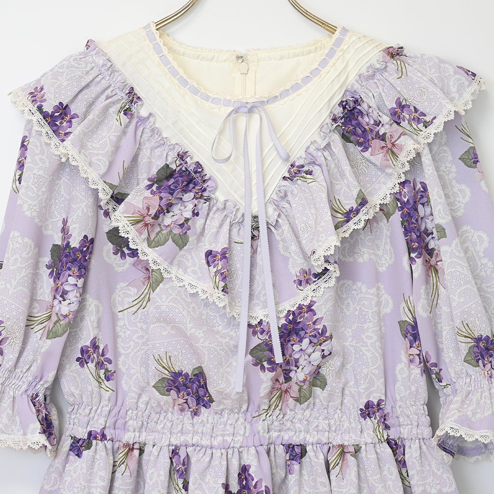 Violet Lace Yoke Switching OP (2025) by Melody BasKet