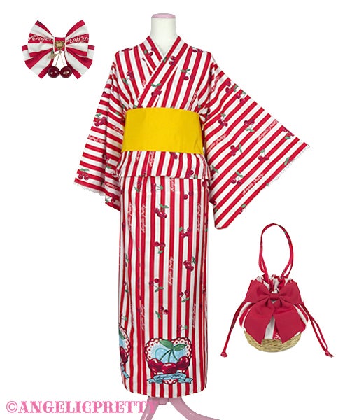 Cherry Stamp Yukata Set by Angelic Pretty