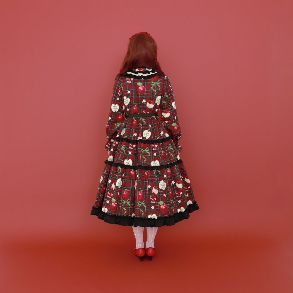 Tartan Ribbon Apple Long OP by Emily Temple Cute