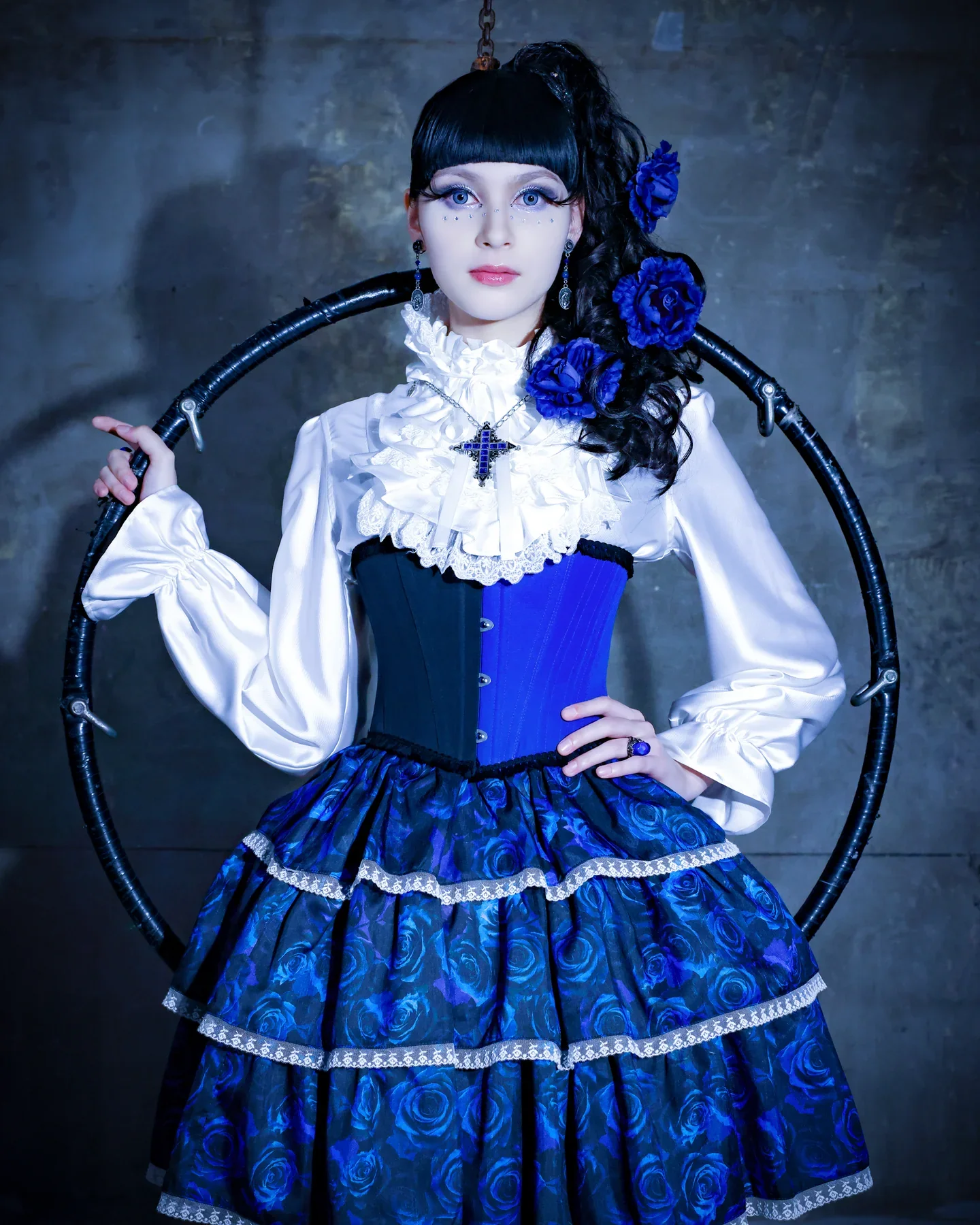 Blue Rose 3 Tier Skirt (48 cm) by Moi-même-Moitié