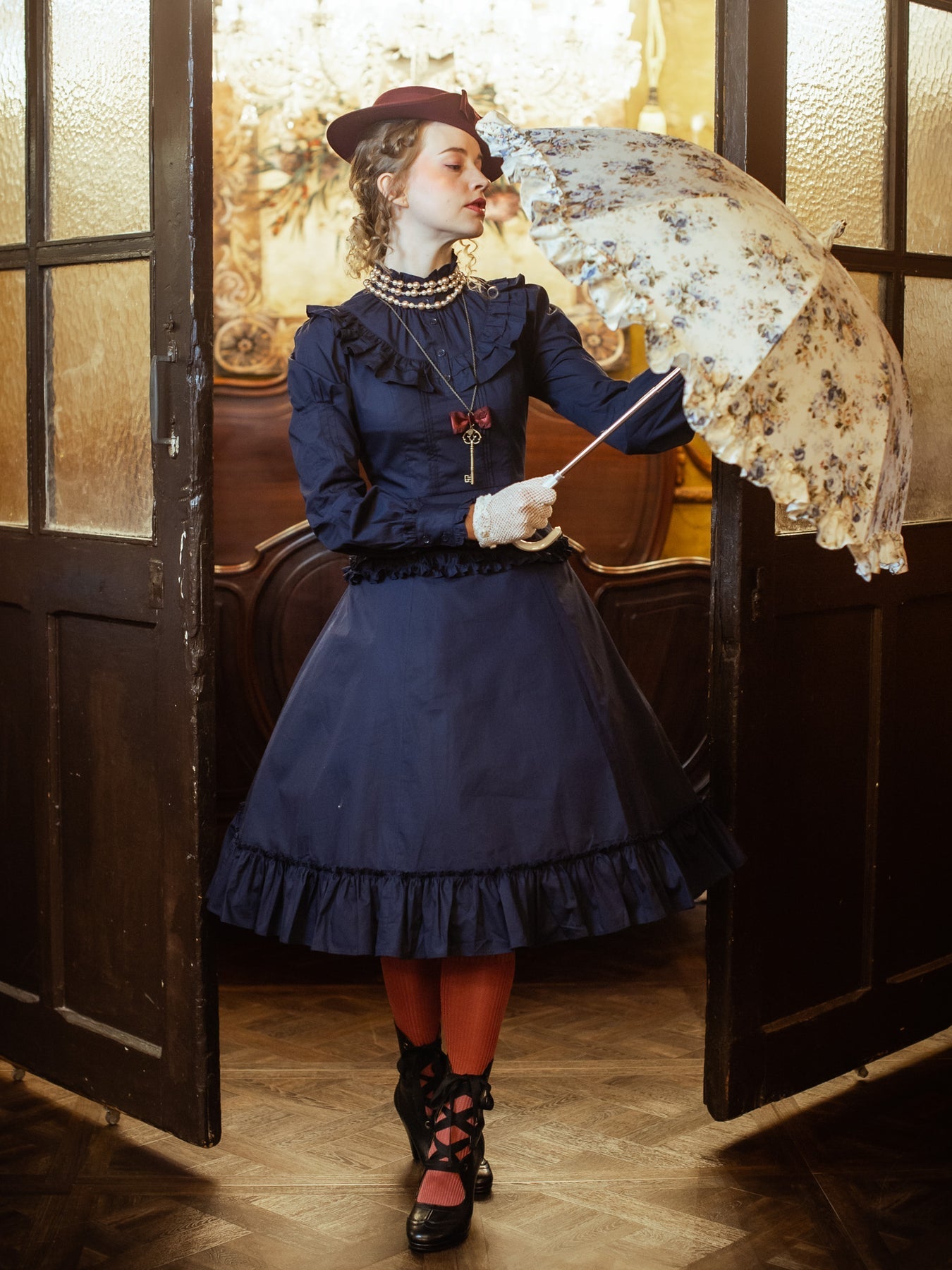 Rococo Bouquet Frill Parosol by Victorian Maiden
