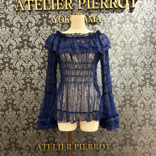 Shirring Princess Sleeve Blouse-Lace by Atelier Pierrot