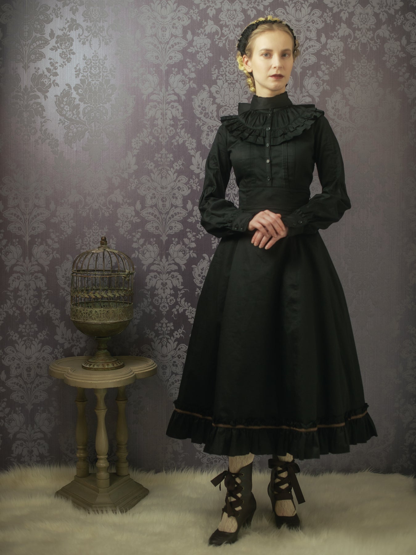 Noble Satin Pintuck Blouse by Victorian Maiden