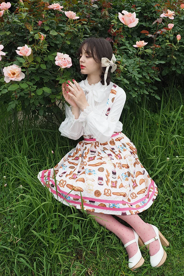 Ladies ~ Bakery Print Salopette Skirt by Shirley Temple
