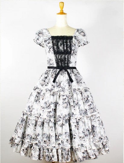 Rococo Bouquet Ribbon Tiered Long OP by Victorian Maiden