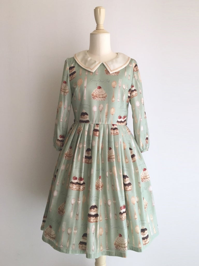 Leur Getter Cream Choux Puff ワンピース Cream Choux Puff Sleeve OP by Leur Getter