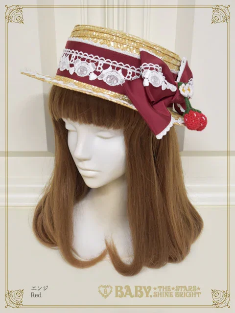 Kumya Swinging Strawberry Boater Hat by Baby, the Stars Shine Bright